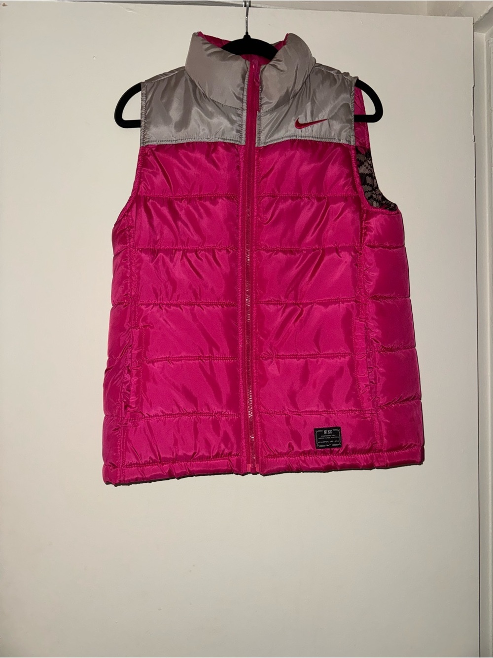 Nike Reversible Pink Gray & Patterned Puffer Vest